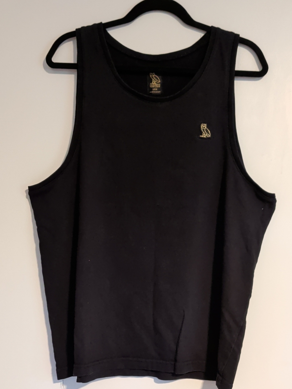 October's Very Own Black Tank Top with Gold Owl Embroidery